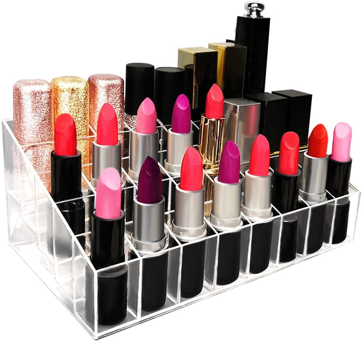 Dailygoods- Lippenstift Organizer - Acryl - 40 Sleuven - Transparant - Cosmetica Koffer - Gegradueerd Ontwerp - Overzichtelijk