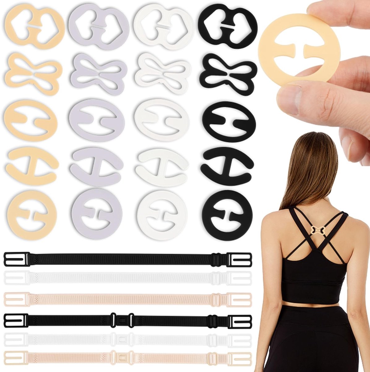 Dailygoods- BH-Riemclips 26-Pack - Verstelbare Beha-Houders - Antislip Bandjes - Ideaal voor Ballet/Dans - Hoogwaardig Plastic - Onzichtbare Pasvorm - Beha-accessoires