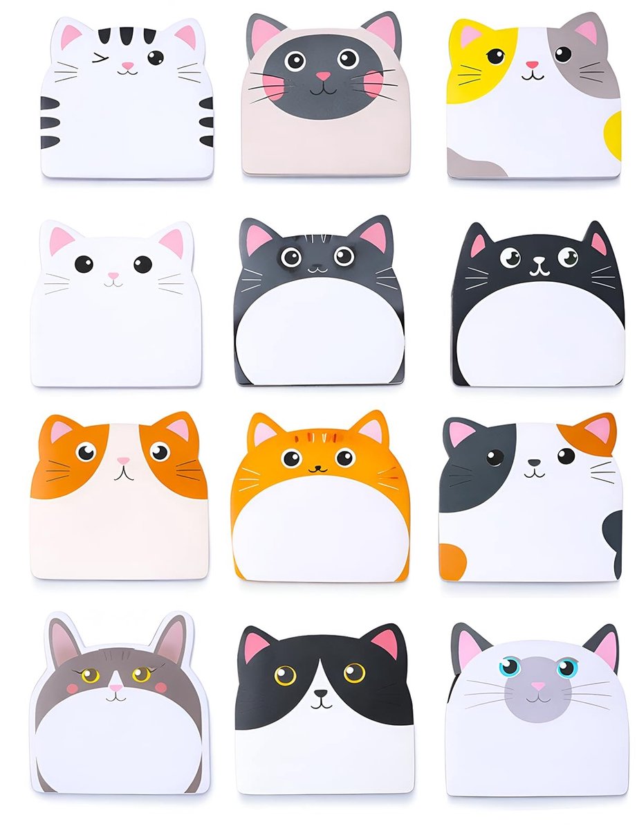 Dailygoods - 12 Soorten Katten Zelfklevende Notities - Kawaii Notitieblaadjes