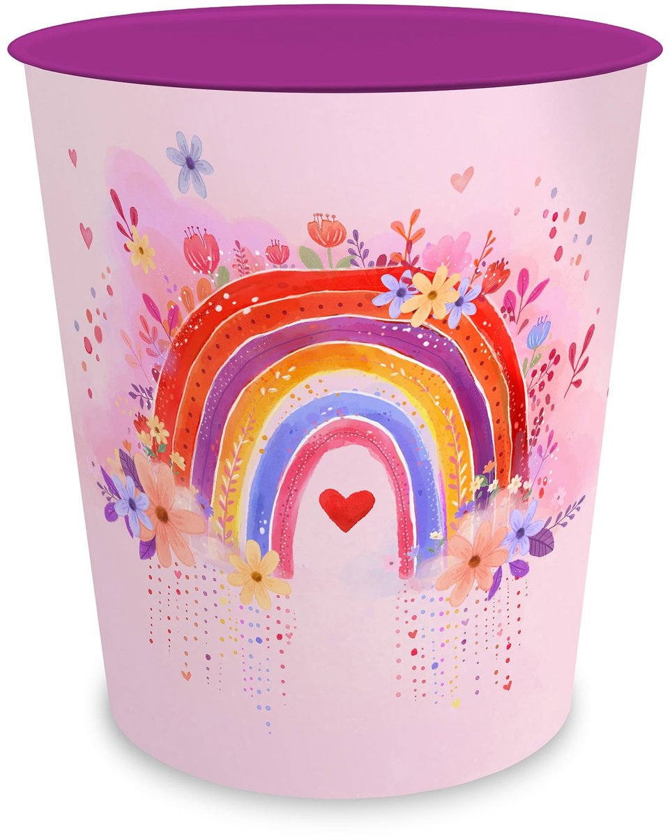 Dailygoods- Prullenbak 11 liter - Ronde Prullenbak - Kindvriendelijk - Stevig Kunststof - Gemakkelijk Schoon te Maken - Leuk Cadeau - Afvalemmer