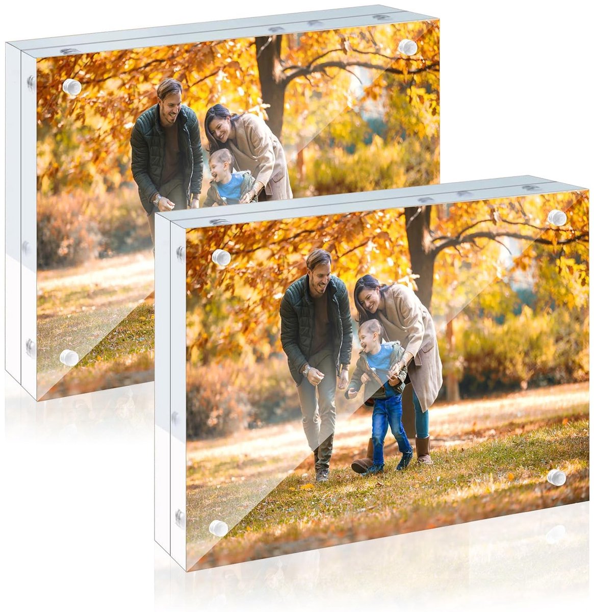 Dailygoods- Fotolijst 10x15 cm - Mini-fotolijst - Frameloze fotolijst - Magnetische fotolijst - Dubbelzijdig acryl - 2 stuks, 8 mm dikte