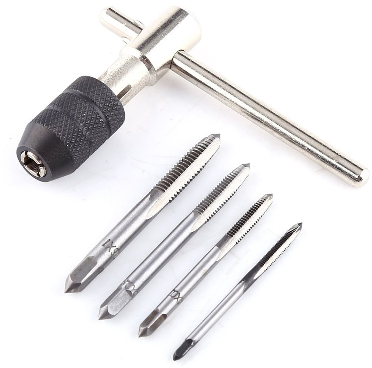 Dailygoods- Taphouder Hoogwaardig Lagerstaal - 4 x Rechte Fluitkranen M3/M4/M5/M6 - Tapsleutel - Handtappen - Schokbestendig - Duurzaam
