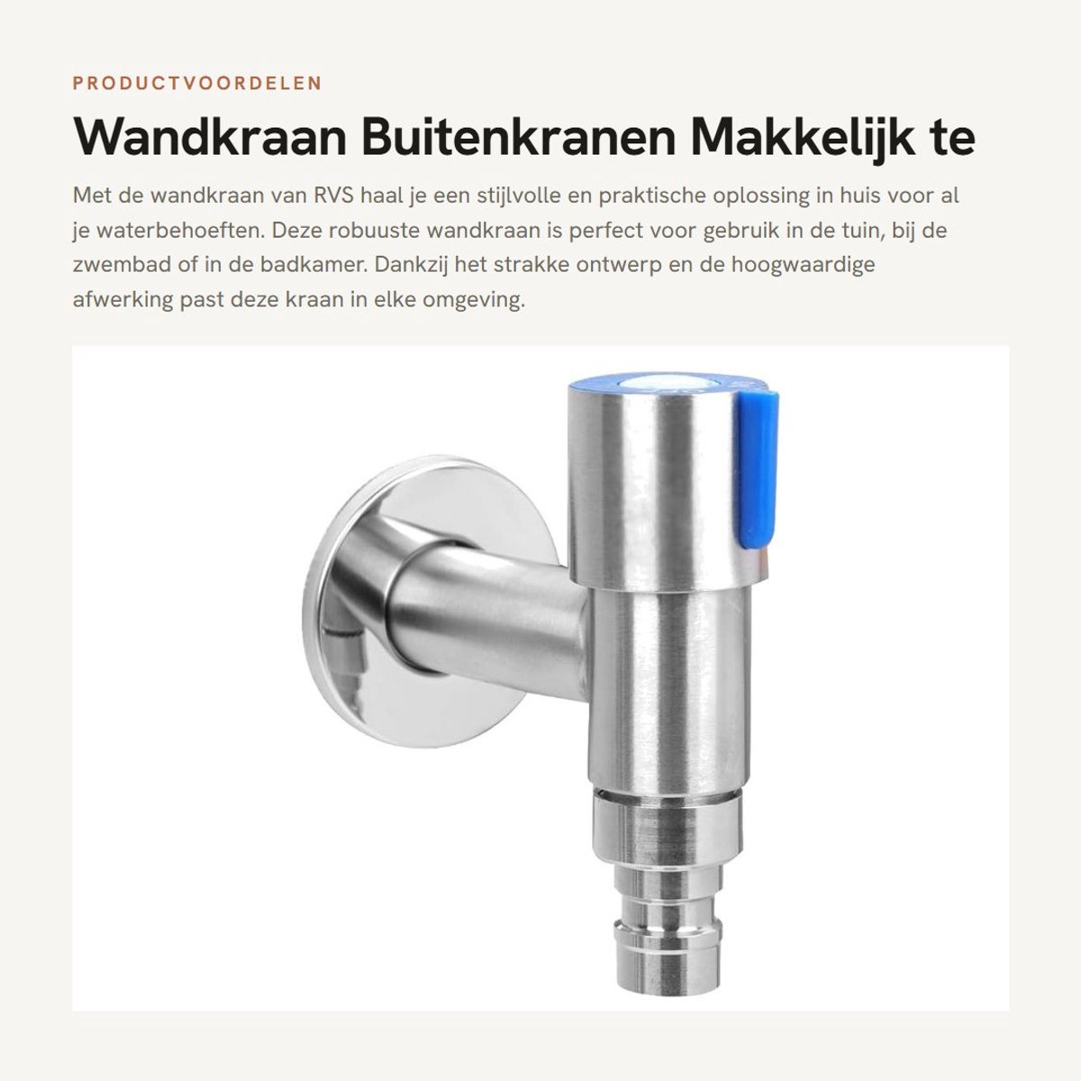 Dailygoods- Kraan Wandmontage - Roestvrij Staal - Eenvoudige Bediening - Massief Messing - Krasbestendig - Corrosiebestendig - Wastafelkraan