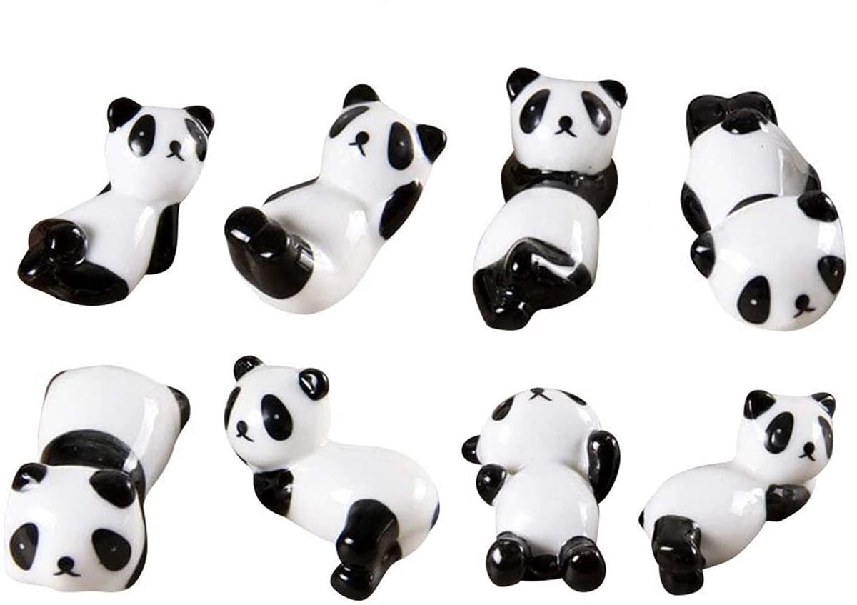 Dailygoods- Eetstokjes Rack Panda-vorm - 8 Stuks - Keramiek - Schokbestendig - Duurzaam - Tafeldecoratie - Eetstokjeshouder