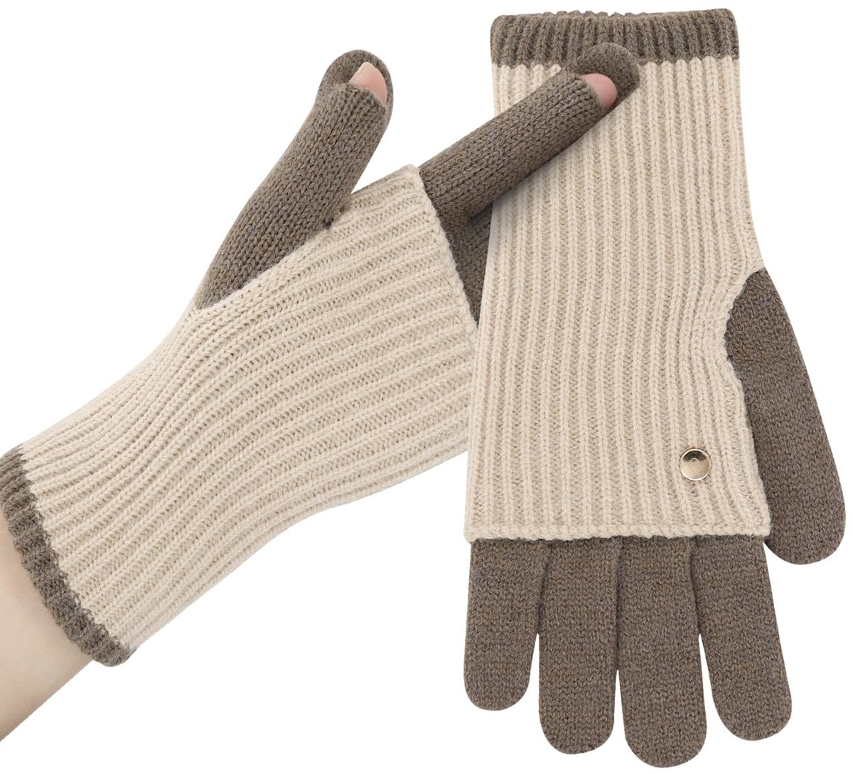Dailygoods- Handschoenen Winter - Gebreide Winterhandschoenen - Vingertoppen - Lichtgewicht - Zacht en Warm - 1 Paar