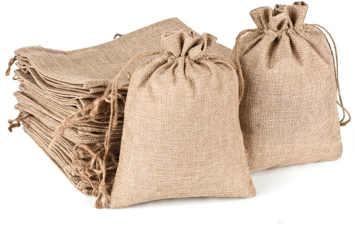 Dailygoods- Jute Zakjes 20 Stuks - Geschenktas - Linnen Zakjes - Cadeauzakjes - Trekkoord - 15 x 20 cm - Geschenkzakjes