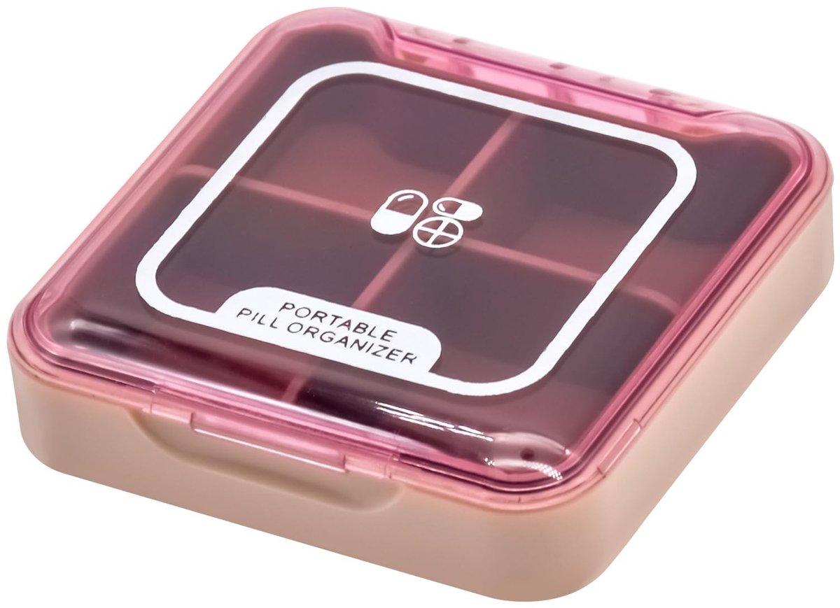Dailygoods- Pillendoos 4 Grote Vakken - Vochtbestendig - Draagbaar - BPA-vrij - Medicatiedoos - Ideaal voor Reis en Sieraden - Medicatiebox