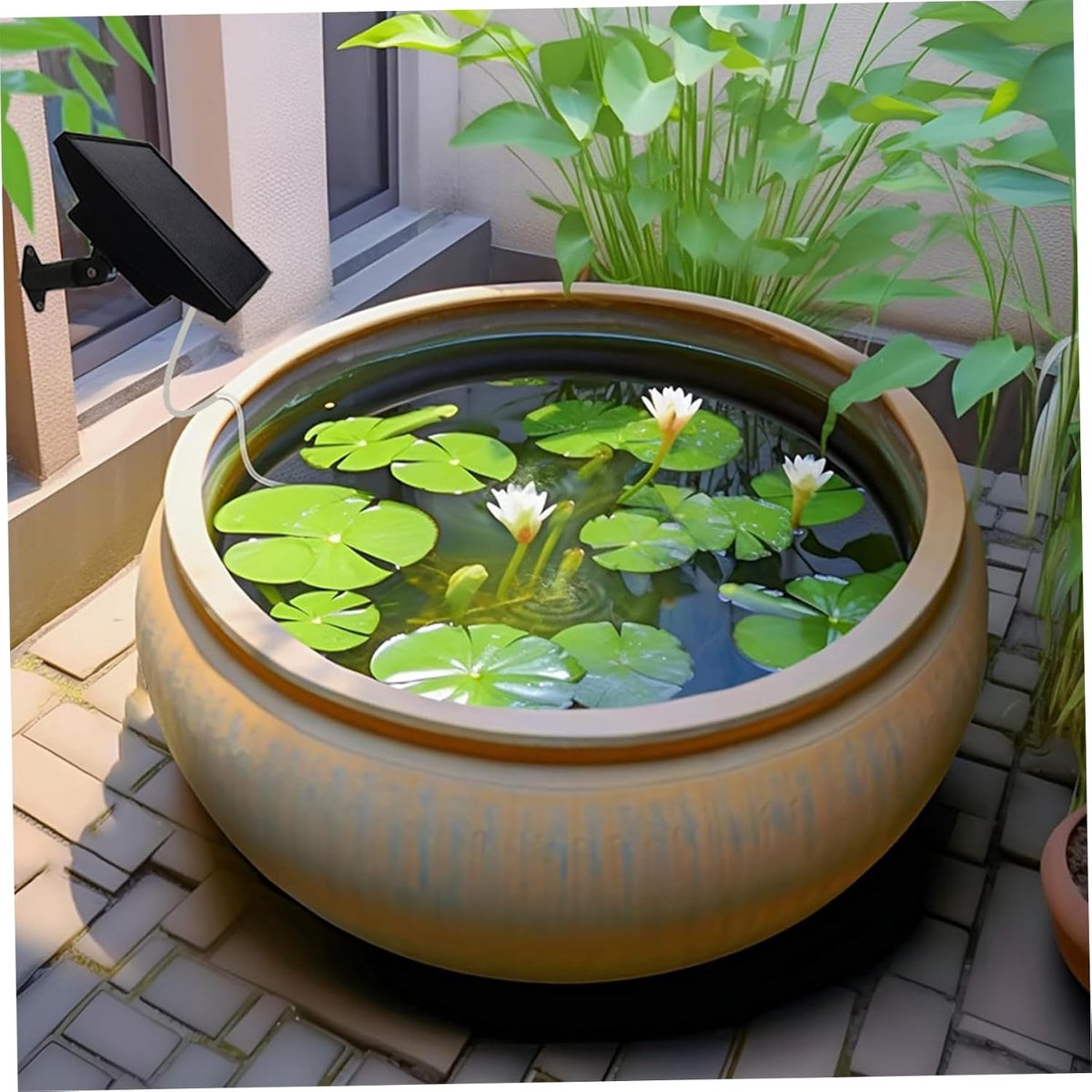 VHV - Zuurstofpomp vijver - Vijverbeluchter zonne energie - Luchtpomp vijver - Solar - Stil ontwerp - Dubbele uitlaat - Voor buiten, aquarium en tuinvijver - 14*13*20cm - Zwart — cadeau in Cadeau-ideeën - foto 6