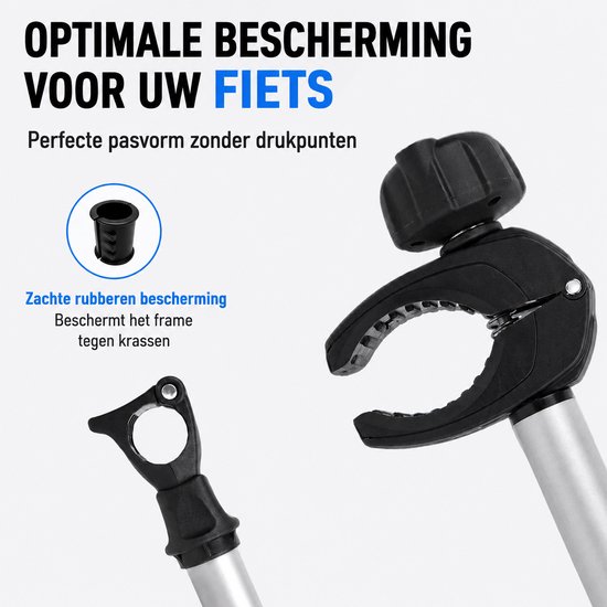 Zilveren Lange Framehouder Fietsendrager Afsluitbaar - 45 cm - Voor 3e Fiets - Universele Fietsklem Caravan & Camper — afbeelding 5