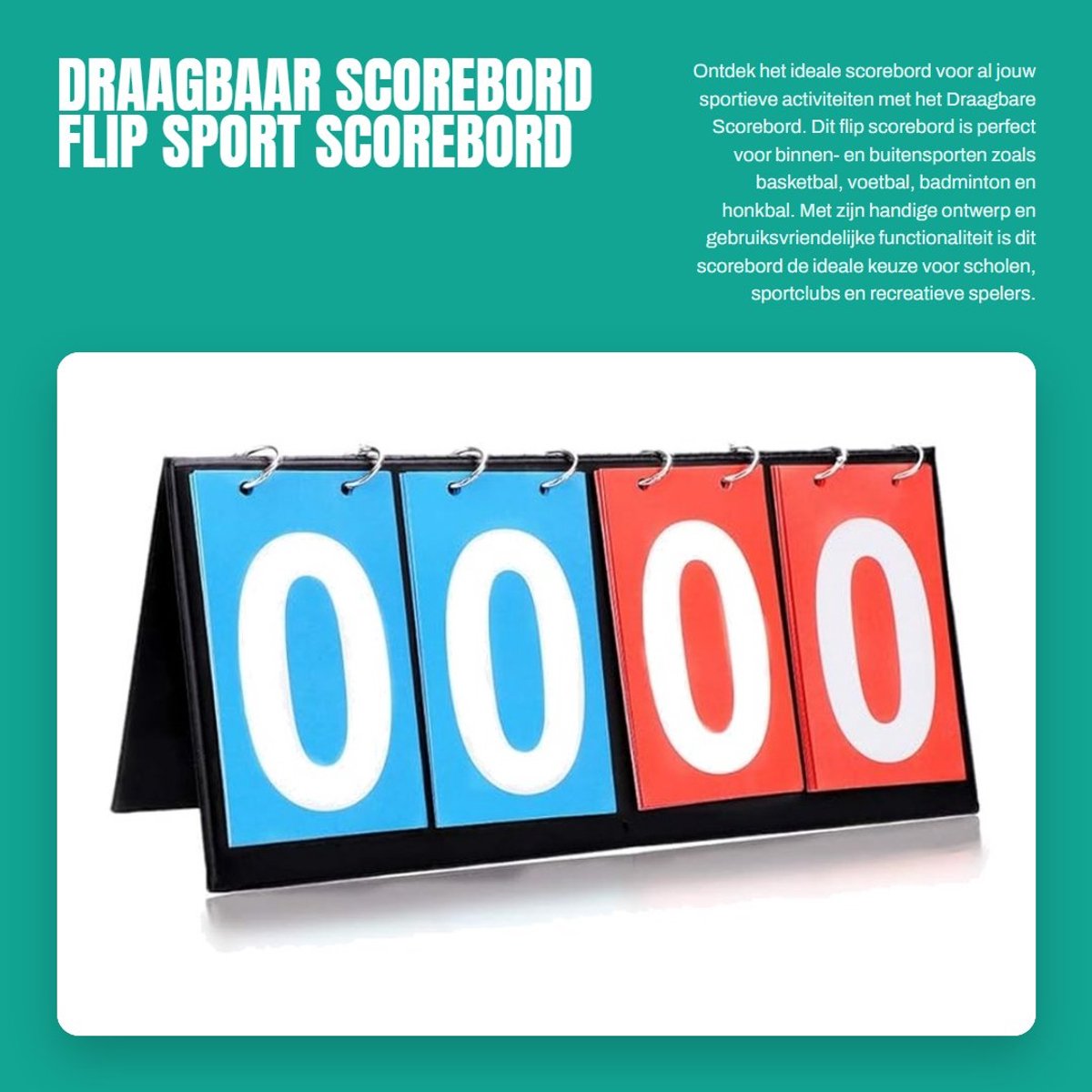 Dailygoods - Draagbaar Scorebord - Flip Sport Scorebord - Ideaal voor Binnen en Buiten - Blauw - Sporten zoals Basketbal en Voetbal - Geschikt voor Sc...