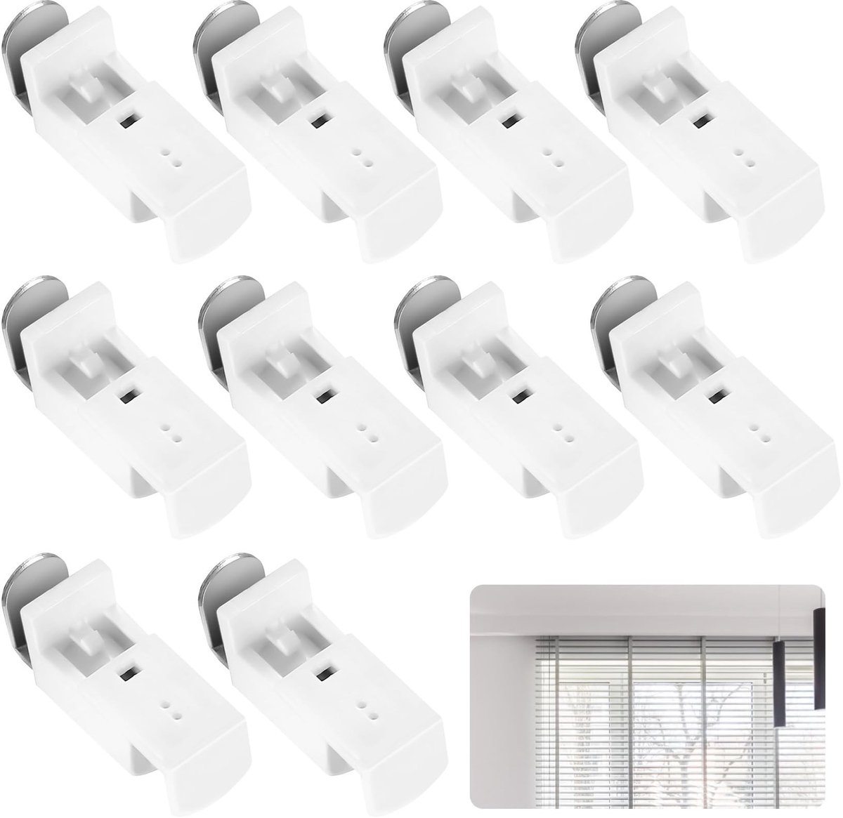 Dailygoods- Klembeugel 10 Stuks - Verstelbare Klemsteunhouder - L-vormige Clipbeugels - Voor Geplooide Jaloezieën - Hoogwaardige Kunststof/Metaal - Eenvoudige Montage - Plisségordijnbeugels