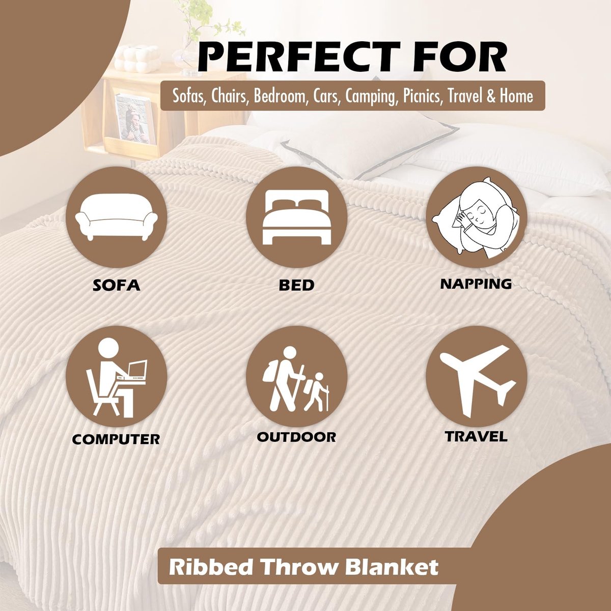 Dailygoods- Fleece Deken - Geribbelde Textuur - Zacht/Warme - Decoratieve Deken - Banksprei - Premium Microvezelfleece - 150 x 200 cm - Plaid