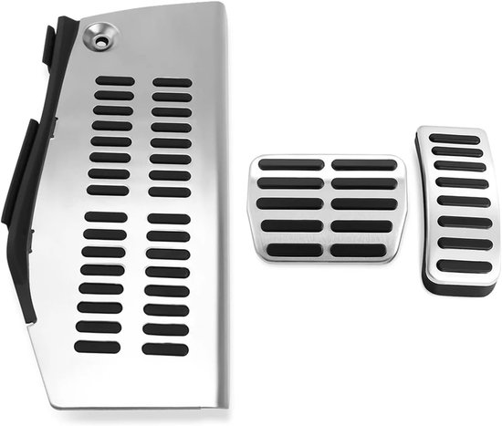 Pedaalhoezen Auto - Antislip Pedalen - Veilig Rijden - Roestvrij Staal - 3 Stuks - Zilver Zwart — afbeelding 2