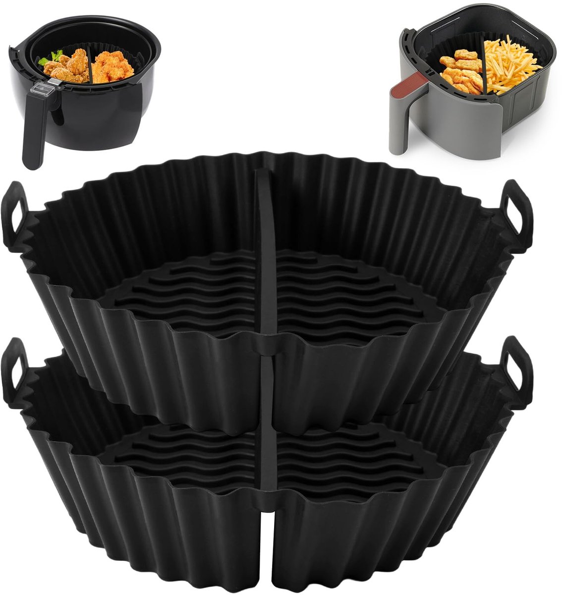 Solidchoice- Siliconen Vorm 2 Stuks Hittebestendig Ronde Bakvorm Voor Airfryer Herbruikbaar Voedselveilig