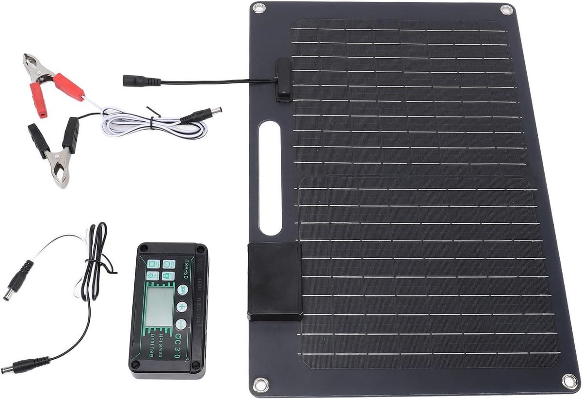Zonnepaneel Kit - Batterijlader - Off-grid Stroom - Monokristallijn Silicium - 100 Watt - Zwart