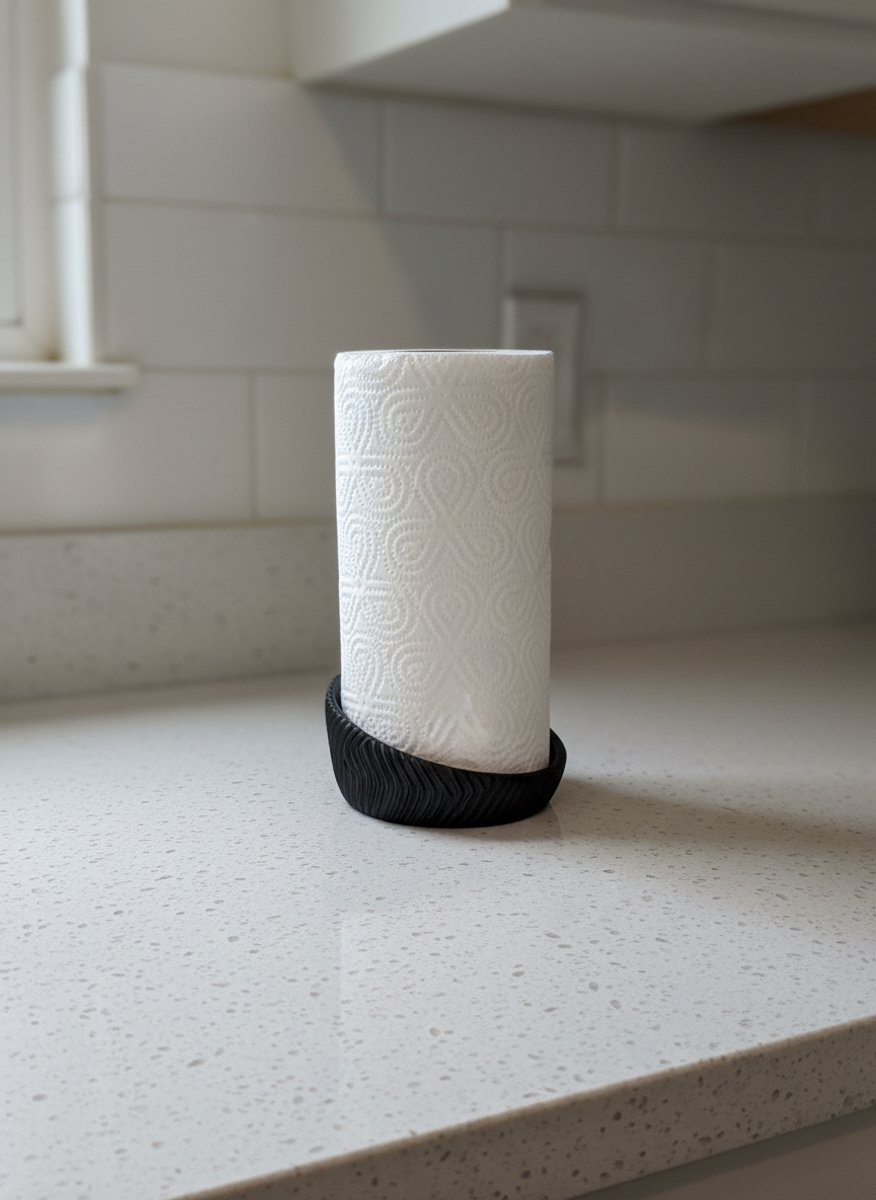 Keukenrolhouder Wave – Modern Design met Organische Structuur – Moderne Staande Keukenrolhouder – Minimalistisch & Stabiel – Luxe Keukenaccessoire
