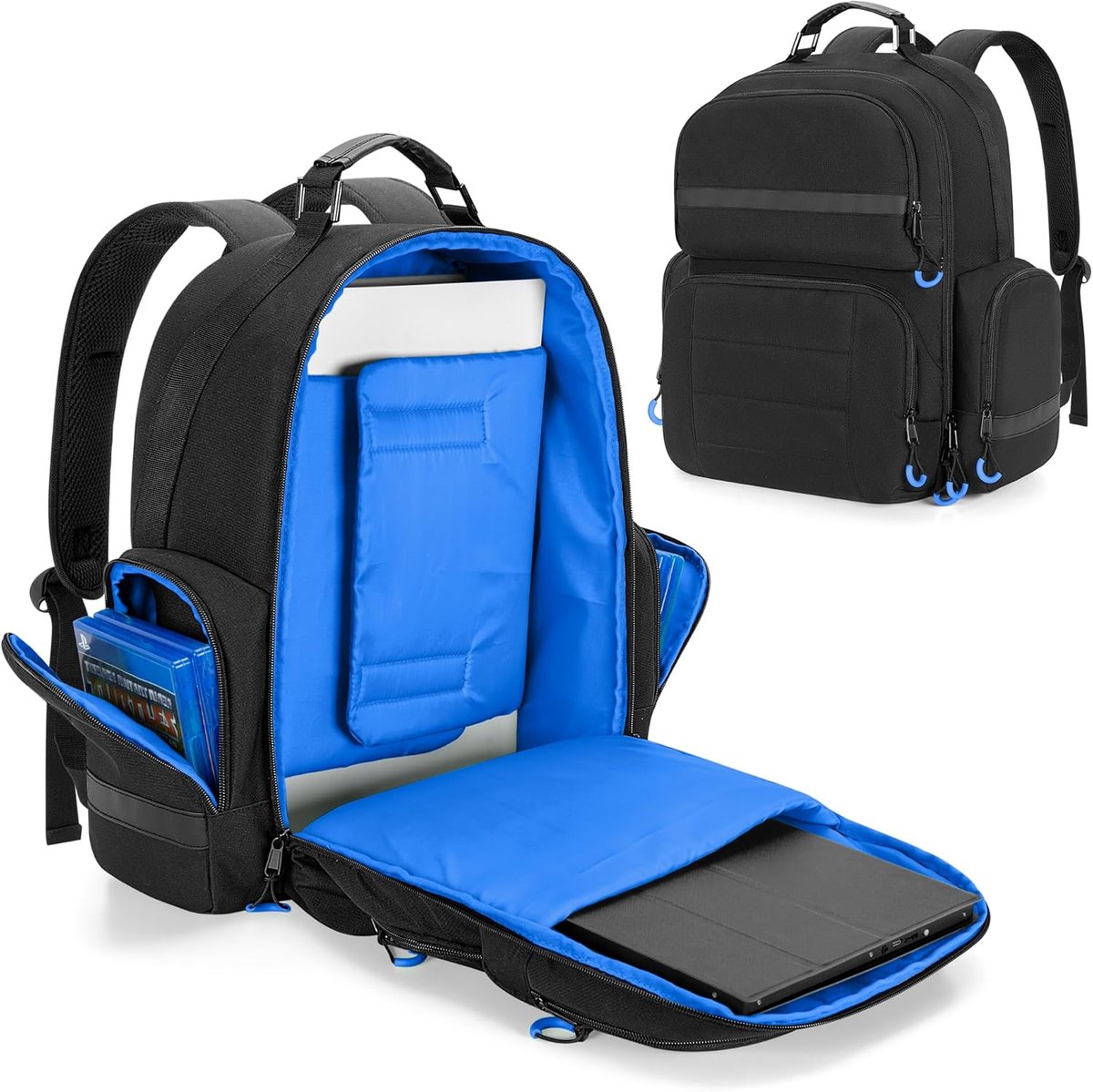 SnelShoppen - Console Rugzak voor Playstation 5, Grote Reisrugzak met Beschermende Voering, Geschikt voor 15.6 Inch Laptop, Hoofdtelefoon, Controller