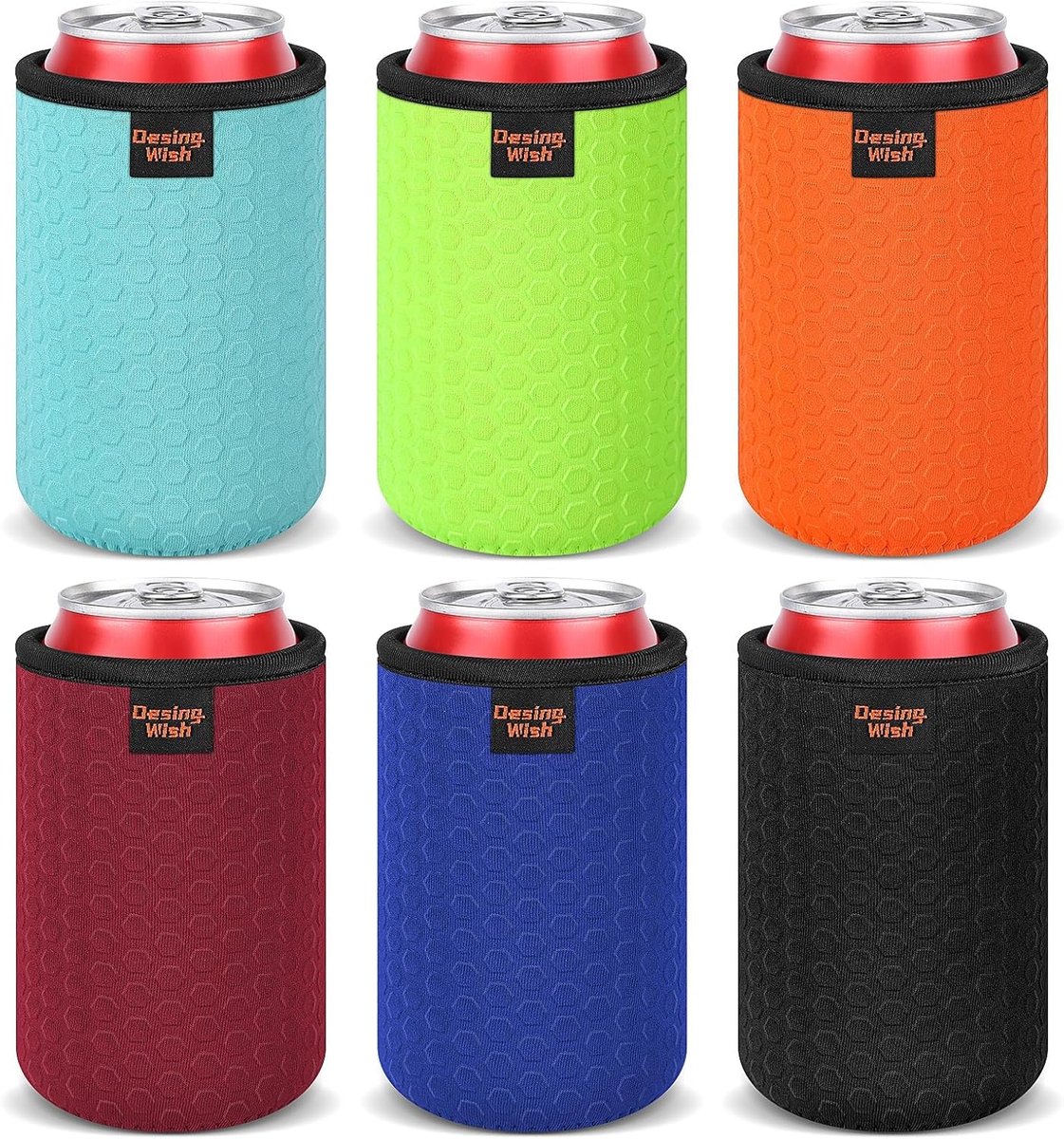 SnelShoppen - 6Pcs Neopreen Drank Cooler Sleeve 12oz - Isolerende Flessenhouder voor Bier, Frisdrank & Water - Herbruikbare, Antislip Koelers voor Fee
