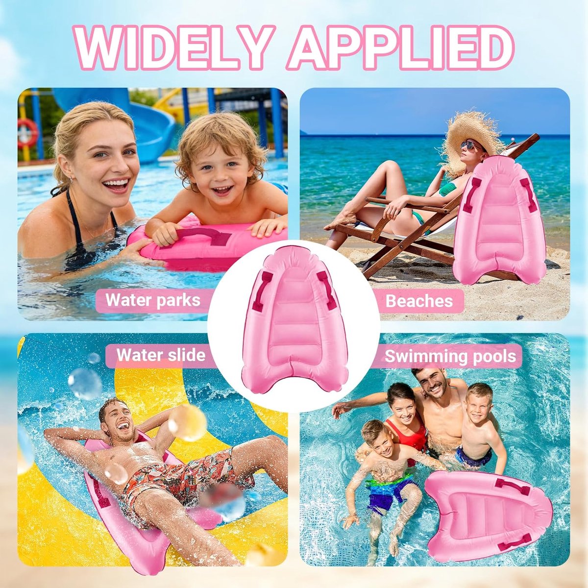 SnelShoppen - Inflatable Bodyboard met Handvatten, Zwemhulpmiddel, Opblaasbare Mini Luchtmatras, Surfboard voor Kinderen en Volwassenen, Perfect voor