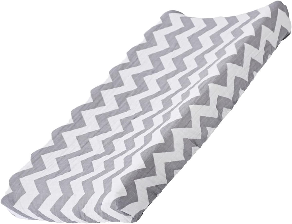SnelShoppen - Baby Flowers Verschoonmat Cover Crib Matras Lakens 70 x 40cm - Zacht Polyester - Grijs Golf - Ideaal voor Baby's