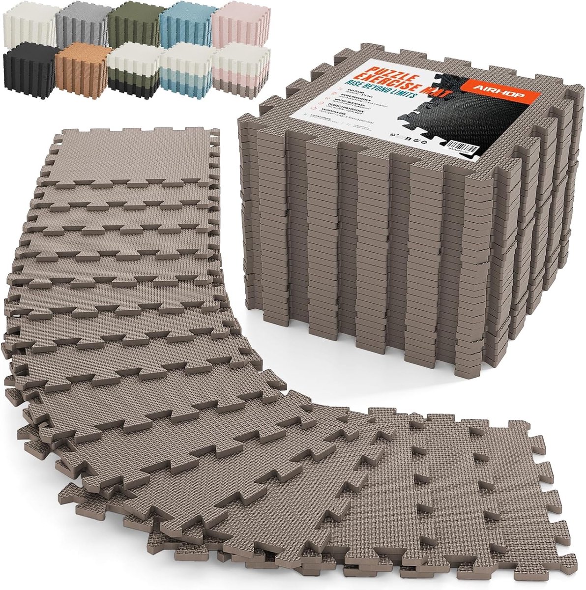 SnelShoppen - 18-delige Vloerbeschermingsmat Set, Hoge Dichtheid, Schokabsorberende Antislip Puzzelmatten, Ideaal voor Fitness, Yoga, Gym, 30x30 cm
