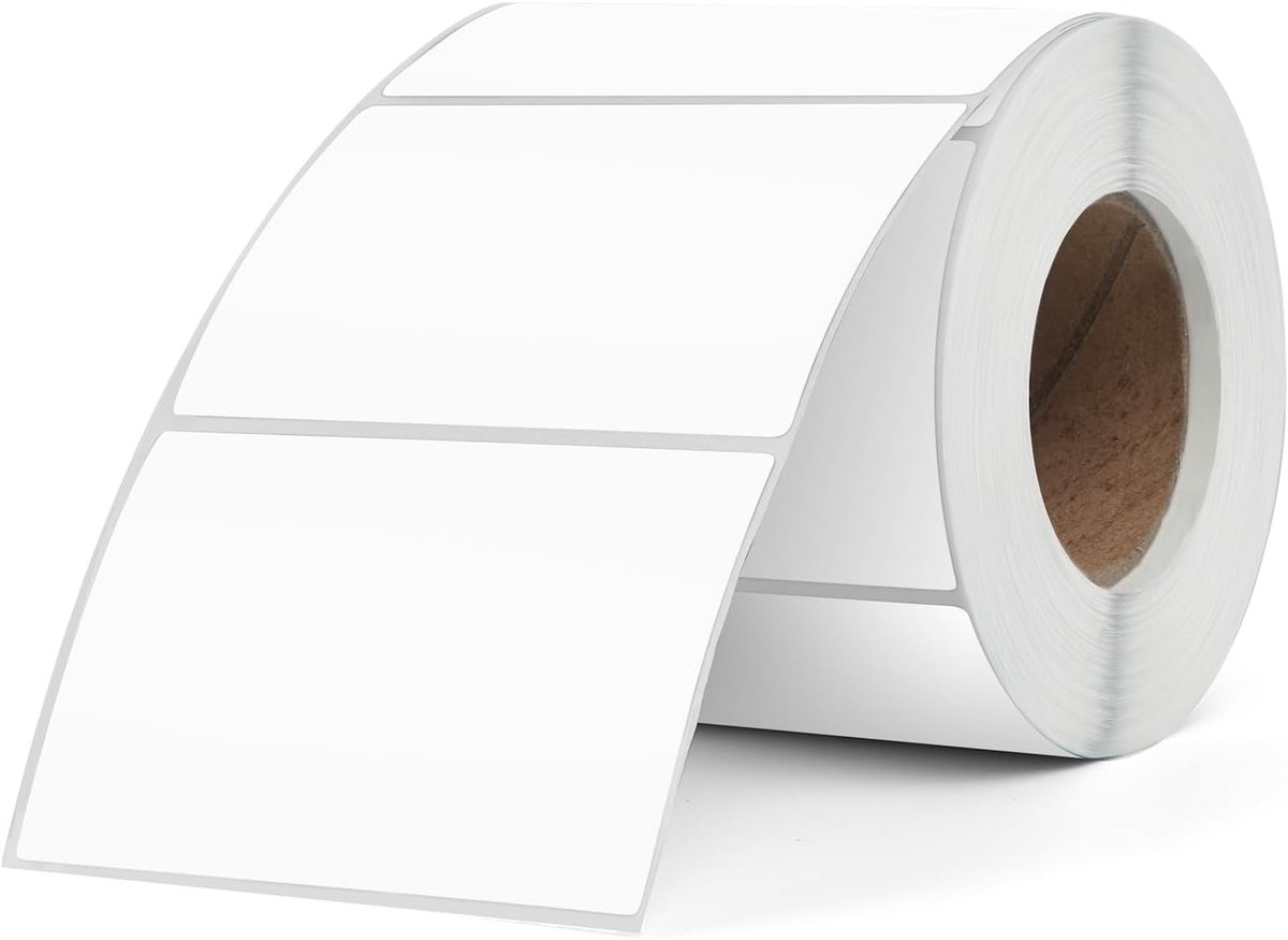 SnelShoppen - Zelfklevende Witte Thermische Labels 76 x 50mm Vinyl Roll - Waterdicht, Scheurbestendig, 500 Stuks voor Barcode, Verzending, DIY Ontwerp