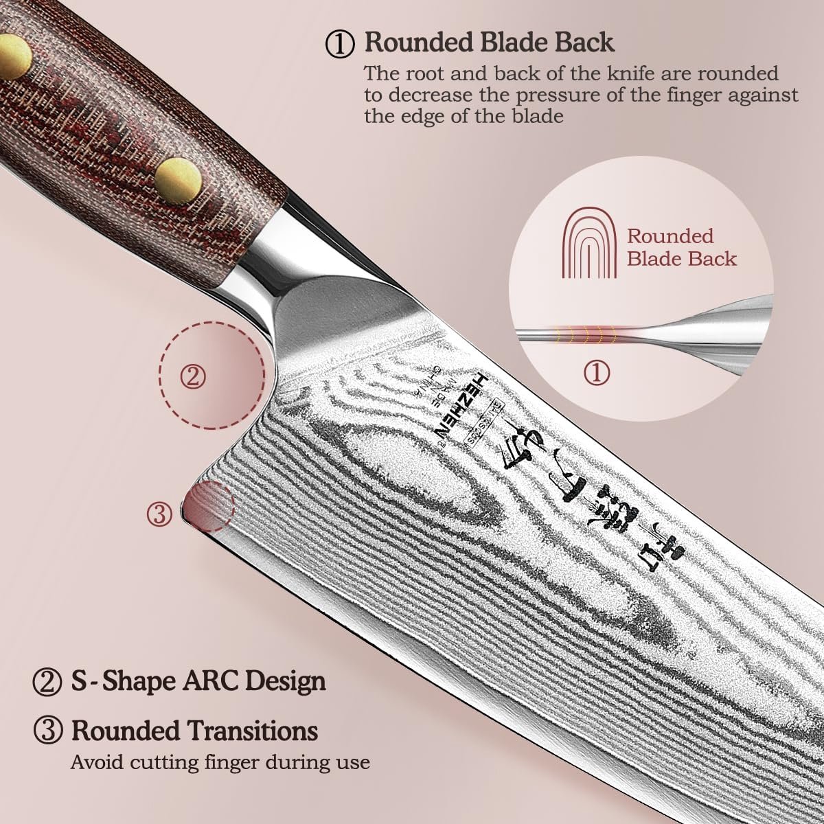 SnelShoppen - 21 cm Damask Chef Knife, 67 Lagen Damascus Staal, Professioneel Keukenmes met Houten Schede, Volle Tang Handvat van Micarta