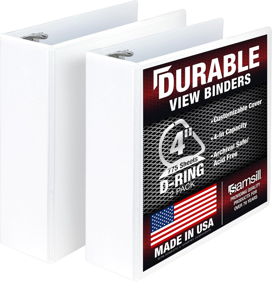 SnelShoppen - 2x 4 Inch Lockable D-Ring Binder - Duurzaam Transparant Organisatie Systeem - Wit - Ideaal voor School, Kantoor en Thuis - Tot 775 Bladz
