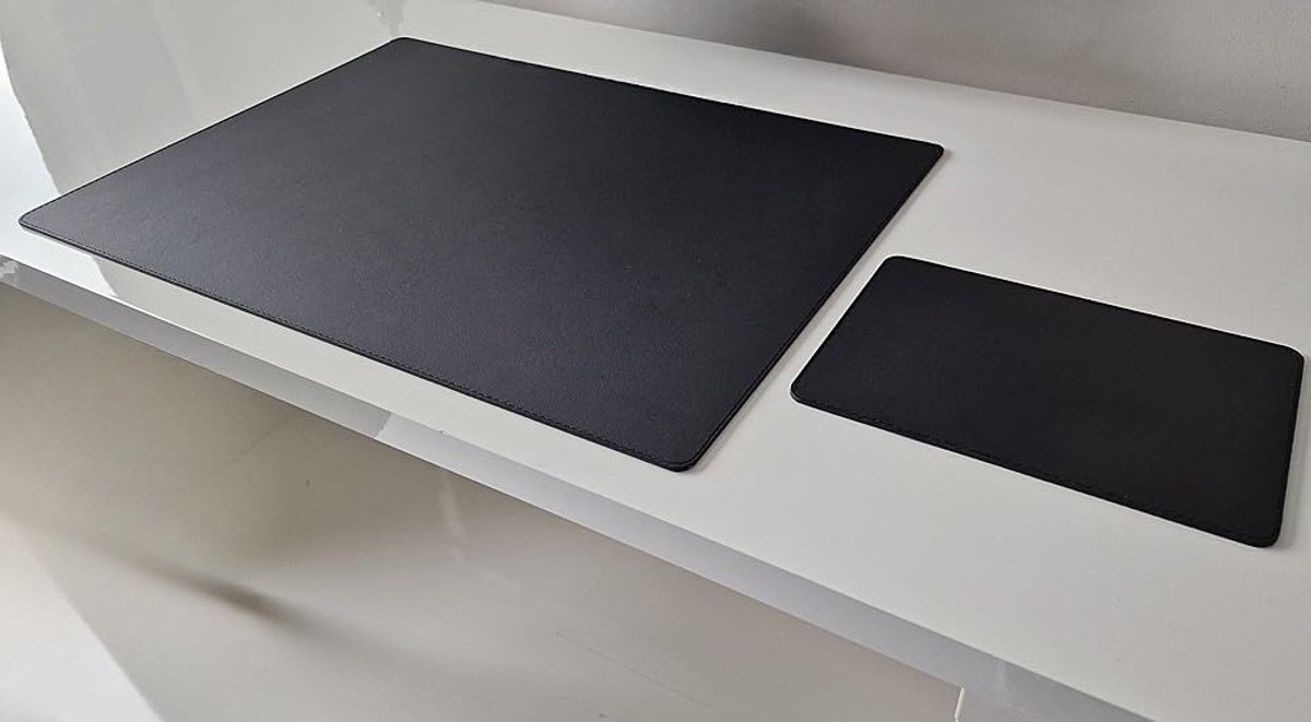 SnelShoppen - Desk Pad met Muismat Sanftlux Leer 90x50 cm - Zwart - Ideaal voor Thuis en Kantoor - Stijlvol en Functioneel - Verkrijgbaar in 12 Kleure