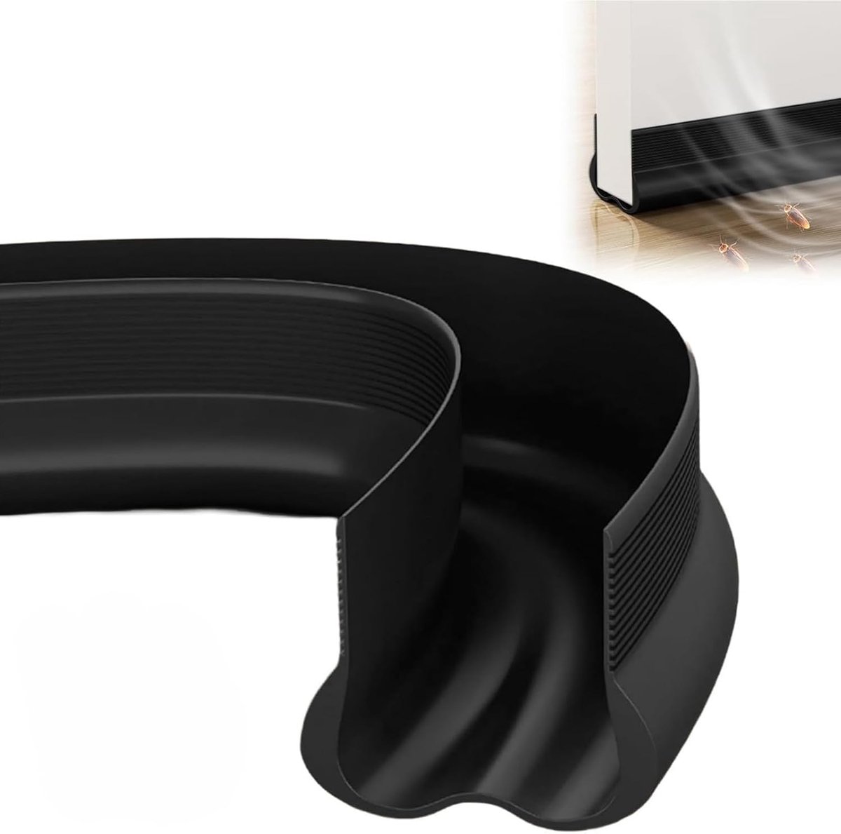 SnelShoppen - Door Seal Draught Excluder voor Deuren - Zelfklevende Insectenbescherming, Geluiddicht, Stofdicht, Silicone Deurstoppers, Zwart, 3-laags