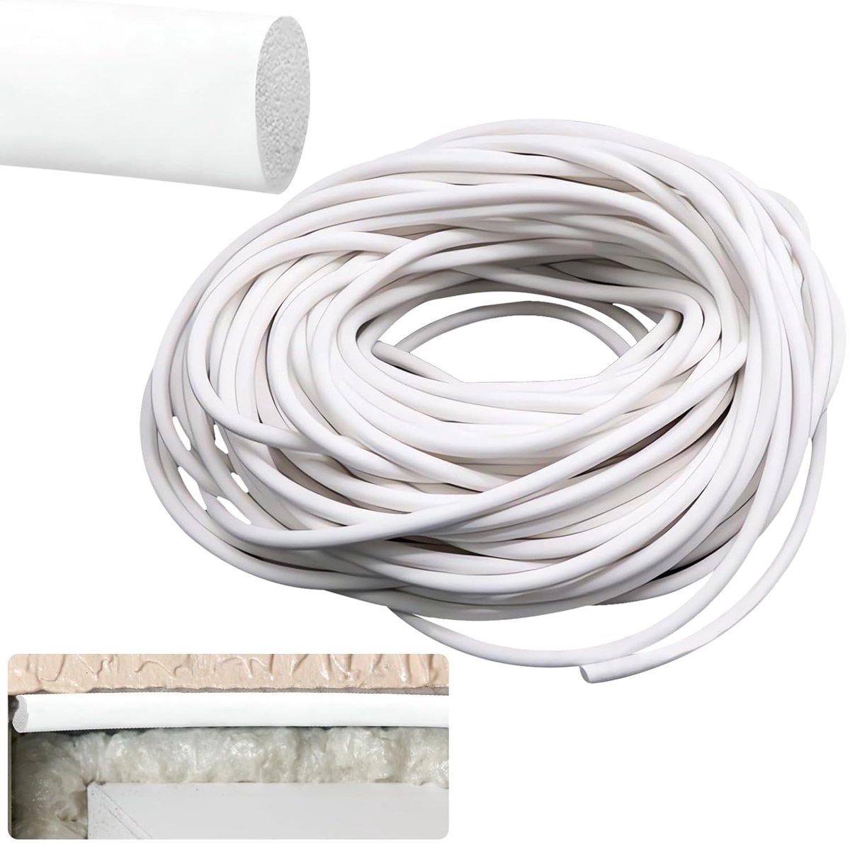 SnelShoppen - 10 m Joints Sealing Cord Ø 2 mm - Siliconen Ronde Voegafdichtingskoord - Wit Foam Strips voor Deuren en Muren - Flexibel en Duurzaam