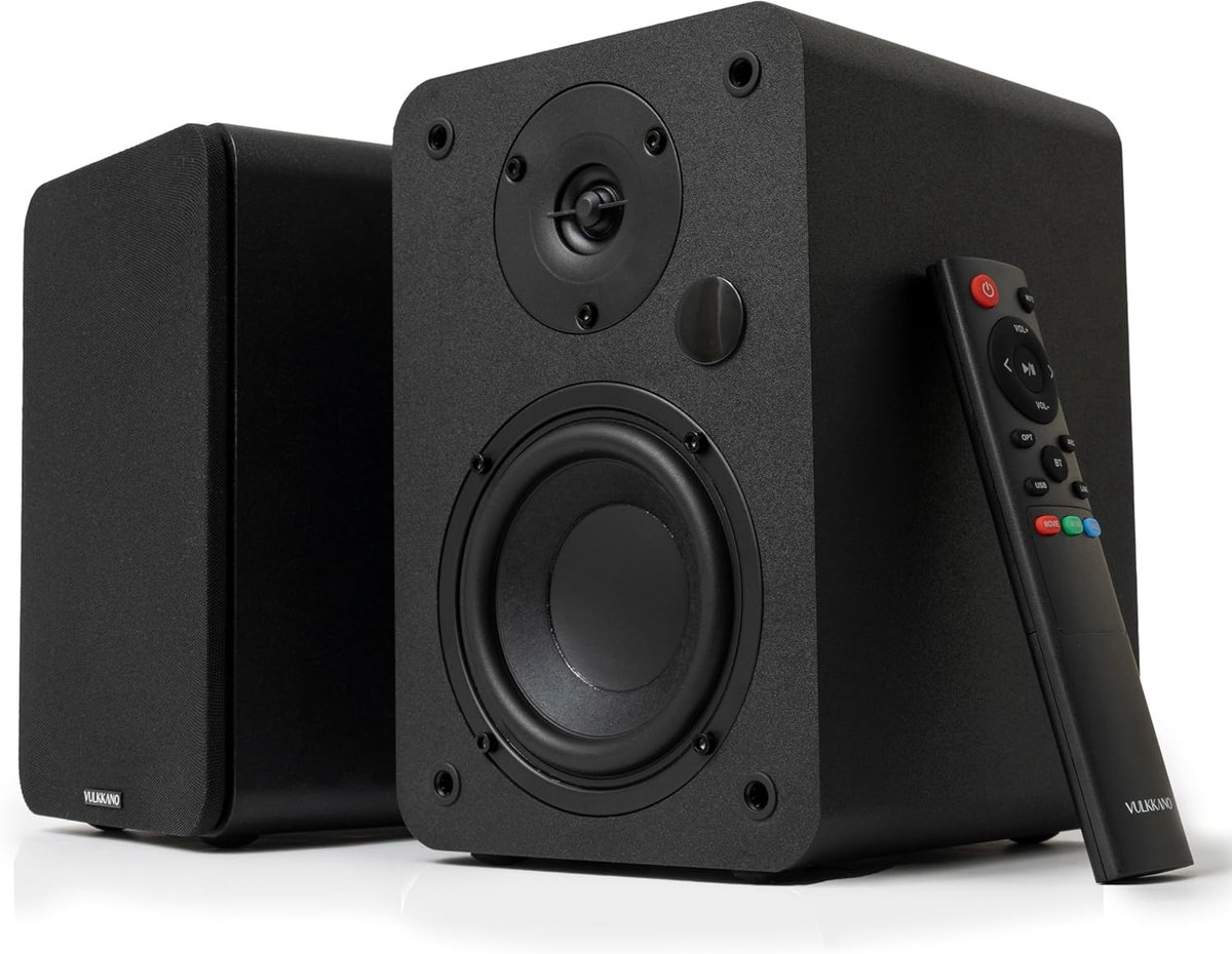 SnelShoppen - A4 ARC Bluetooth 5.0 Speaker met 4 Inch Woofer, HDMI ARC, Optical & RCA, Subwoofer Output, Elegante Zwarte Studio Monitoren voor Feest &