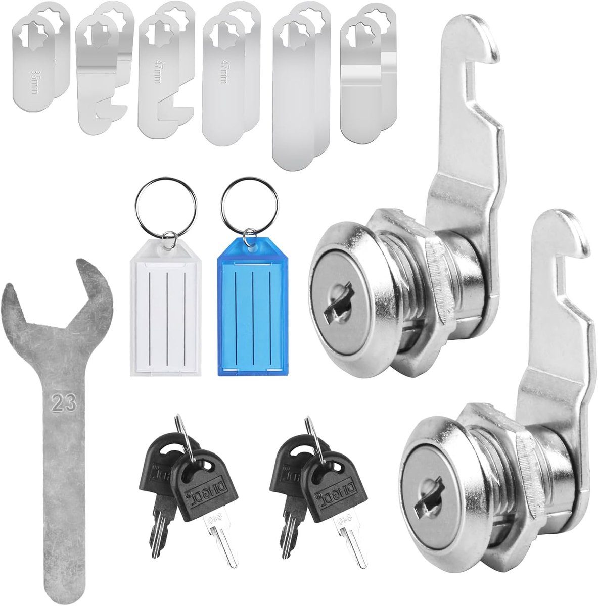 SnelShoppen - 2 Stuks Brievenbus Lockset met 6 Verschillende Sleutels, 16 mm Universele Meubel Slot van Roestvrij Staal, Waterdicht en Duurzaam voor K
