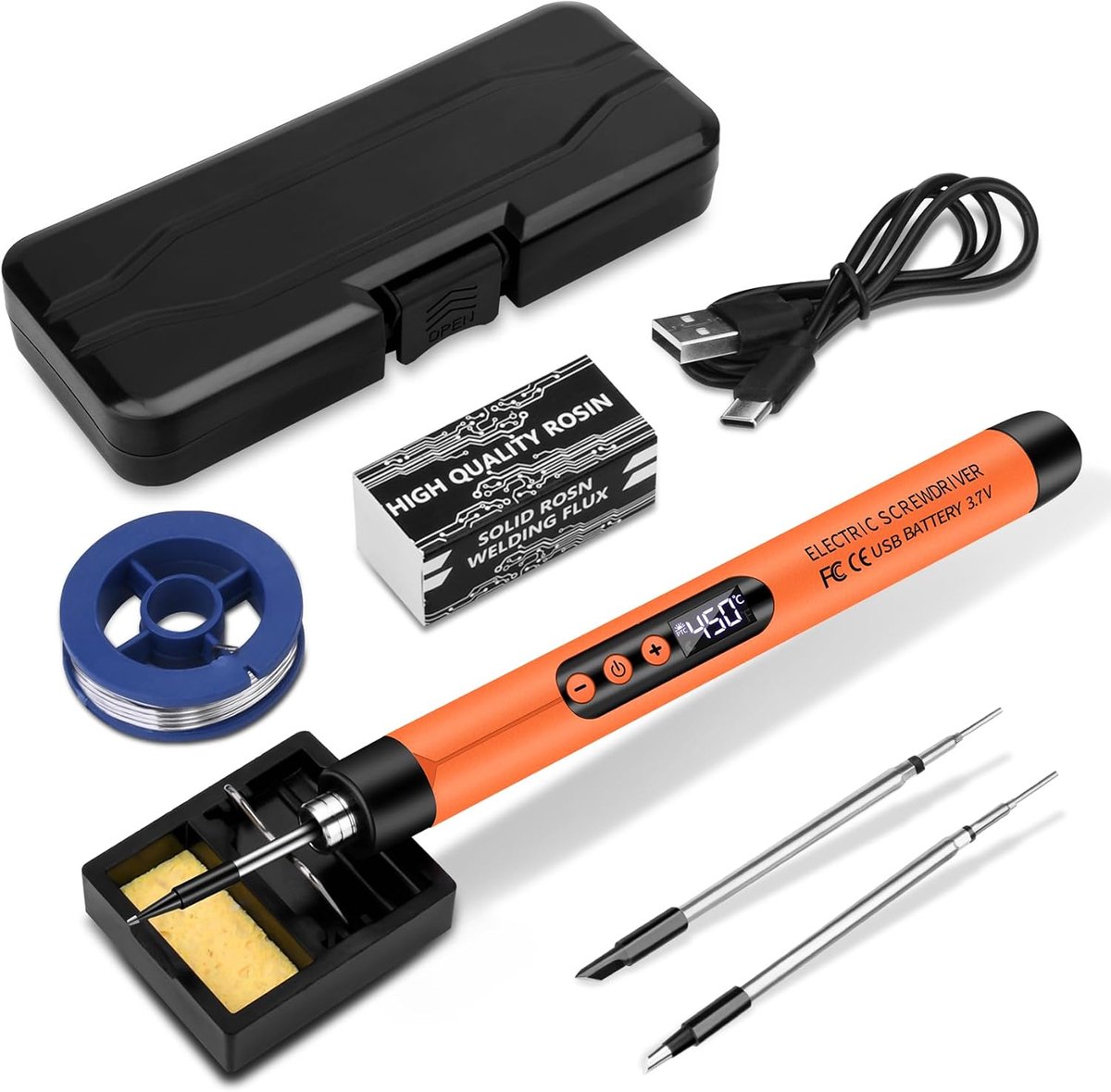 SnelShoppen - Draadloze Soldeerbout Set met LED Scherm, 1000mAh Accu, USB TYPE-C, 3 Soldeertips, Compleet Soldeer Kit voor DIY, Elektronica & Reparati