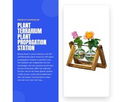 Plantenstandaard met glazen potten - Houten rek - Hydrocultuur - Decoratie - Voor snijplanten en kamerplanten - Uniek decorstatement - Plantenhouder