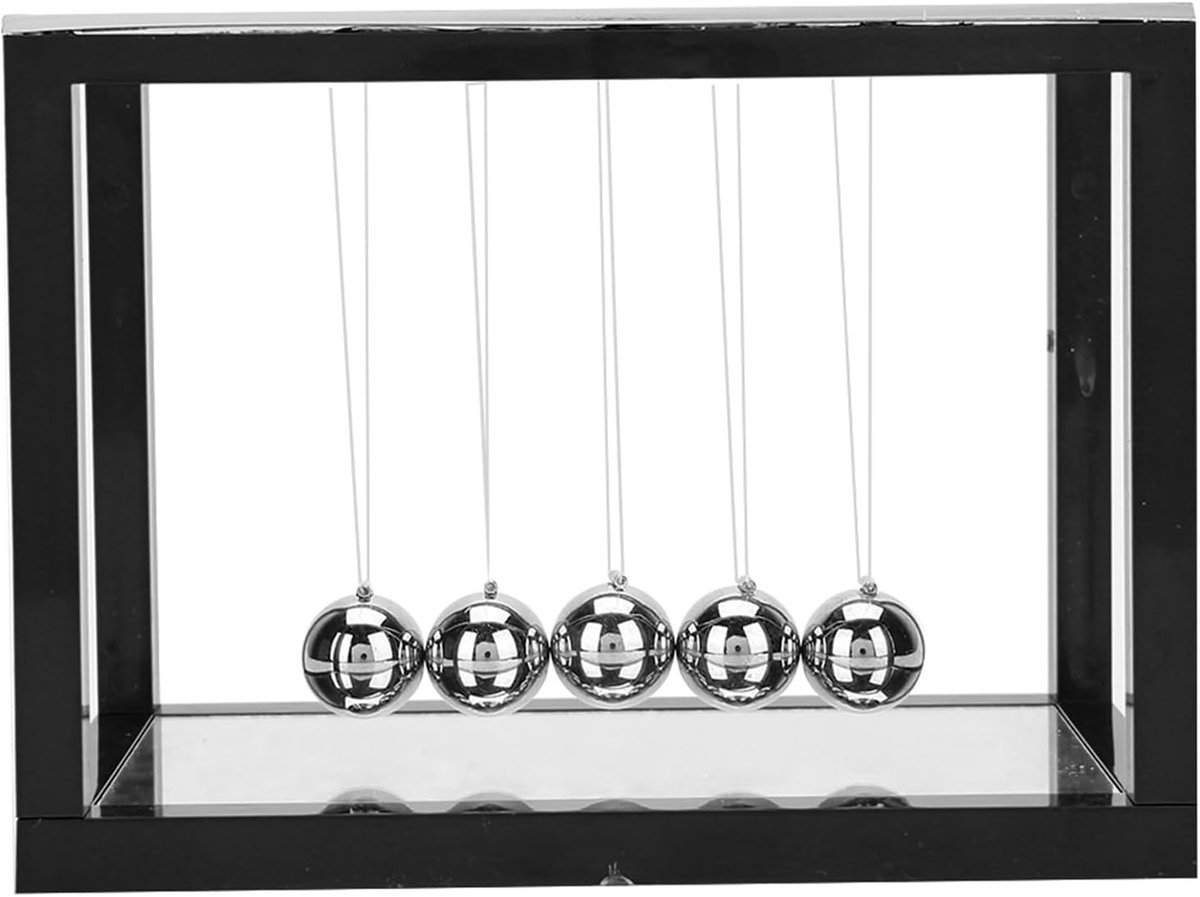 SnelShoppen - Newton Cradle Balance Balls - Kinetische Pendulum Ball met Zwarte Basis - Decoratieve Fysica Gadget voor Thuis en Kantoor - Veilig voor