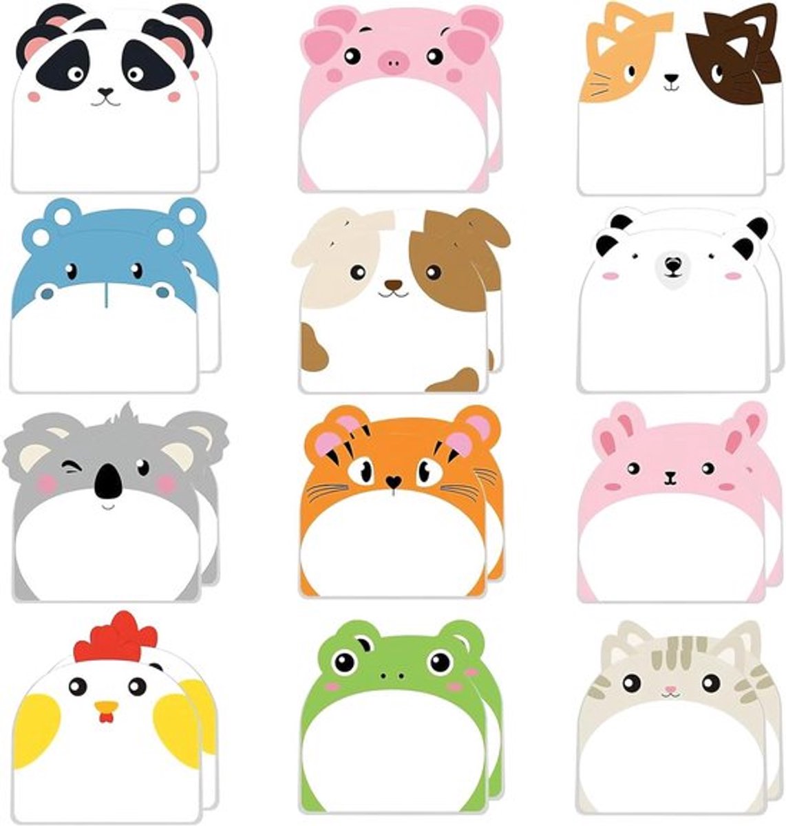 Kleurrijke zelfklevende notitieblaadjes voor kinderen - Dieren thema - Kawaii schoolbenodigdheden - Leuk voor op kantoor - 24 stuks