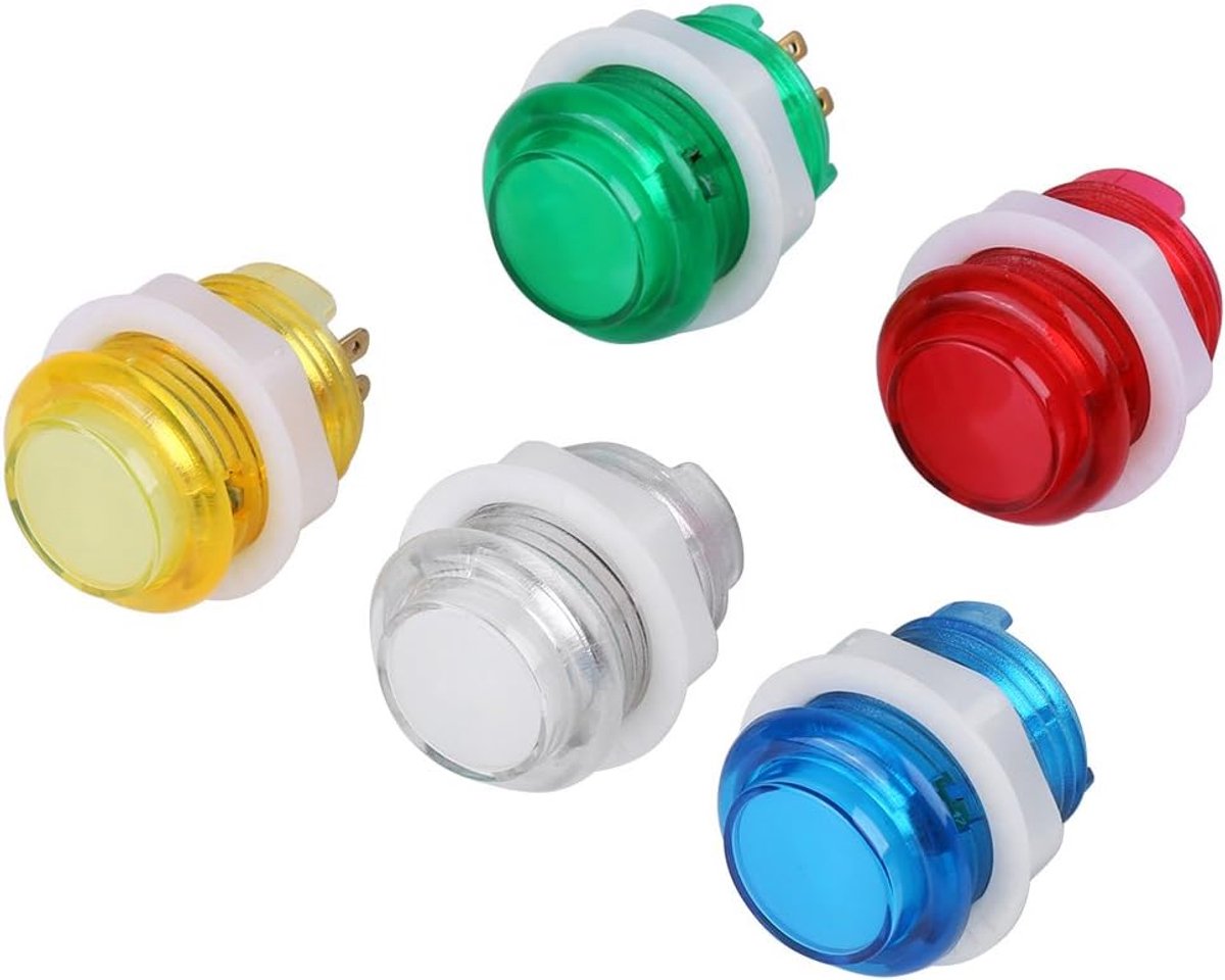 SnelShoppen - DIY Push Button Set met Micro Switch, 5 Stuks, Assorted Kleurknoppen voor Joystick en Game Console, Universele Duurzame Knoppen voor Klu