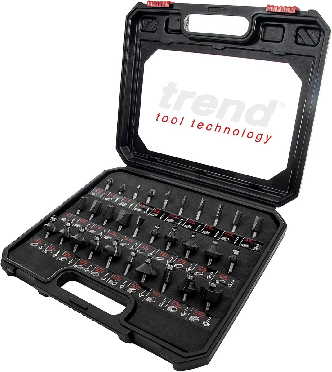 SnelShoppen - 30-delige Router Set met 1/4 Inch Schacht, Carbid Gereedschap, Aluminium Koffer, Multifunctioneel voor Houtbewerking