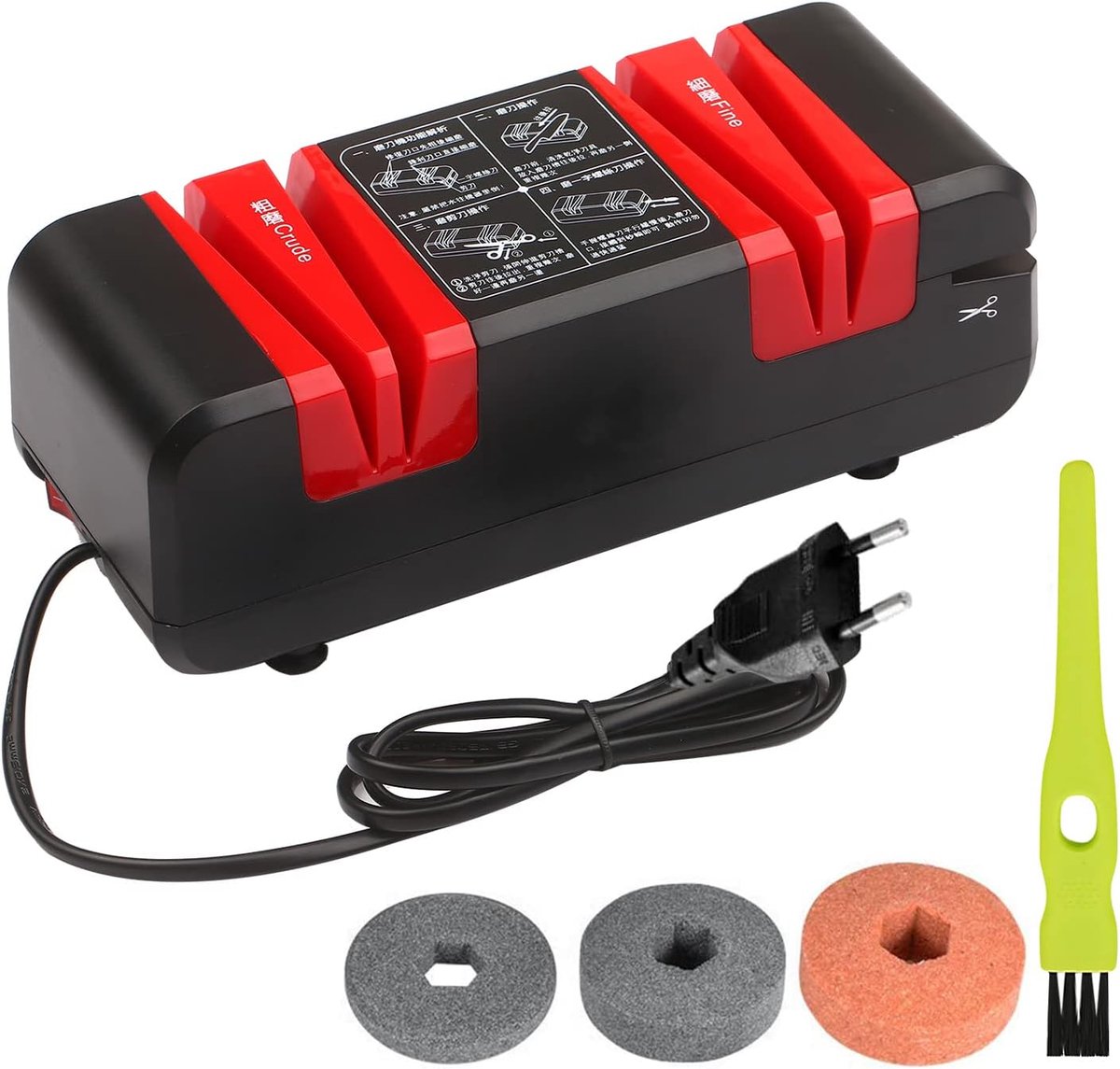 SnelShoppen - Professionele Elektrische Messenslijper, Multifunctioneel, Automatisch, 15 Graden, Corundum, Zwart, Ideaal voor Keuken en Thuisgebruik