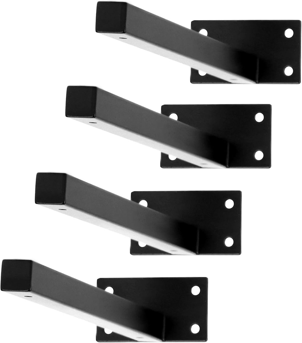 SnelShoppen - 4 Stuks Zware Stalen Plankdragers 30cm - Zwarte Stevige Steunen voor Wandplanken tot 30kg - Inclusief Schroeven en Pluggen