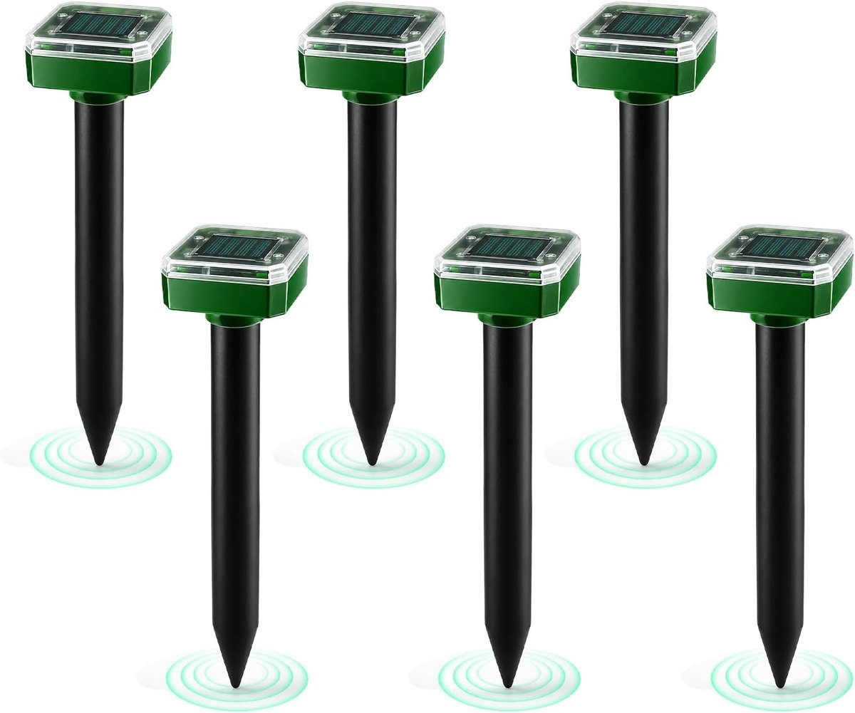 SnelShoppen - Solar Mollenverjager - Ultrasone Mollenbestrijding - IP65 Waterdicht - 6 Stuks - Effectieve Ongediertebestrijding voor de Tuin