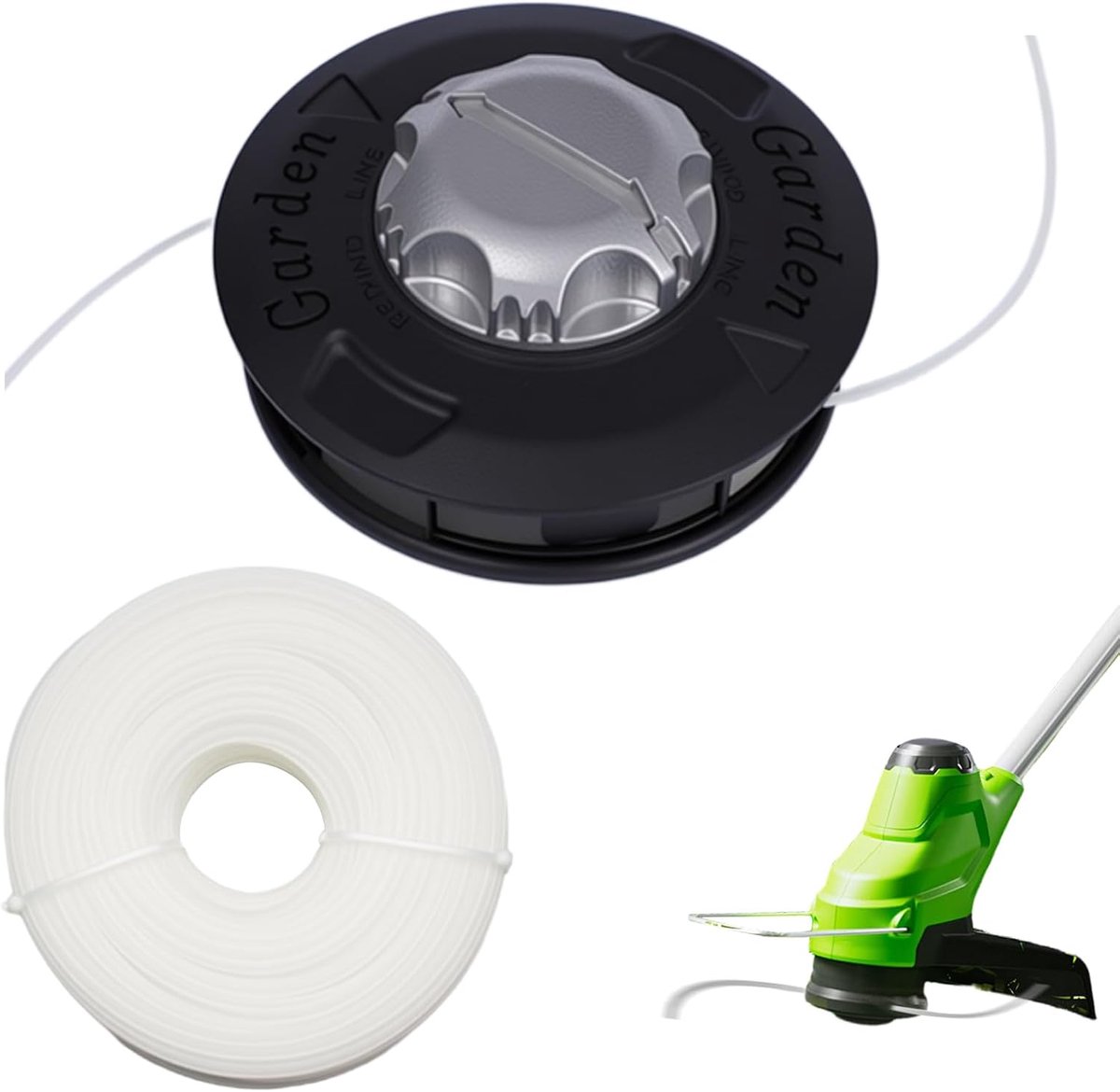 SnelShoppen - Grasmaaier M10 Linksgewinde Eenvoudige Laad & Ga Draadkop Geschikt voor Grasmaaiers Nylon 2.4 mm 30 m (Willekeurige Kabelkleur), Slijtva