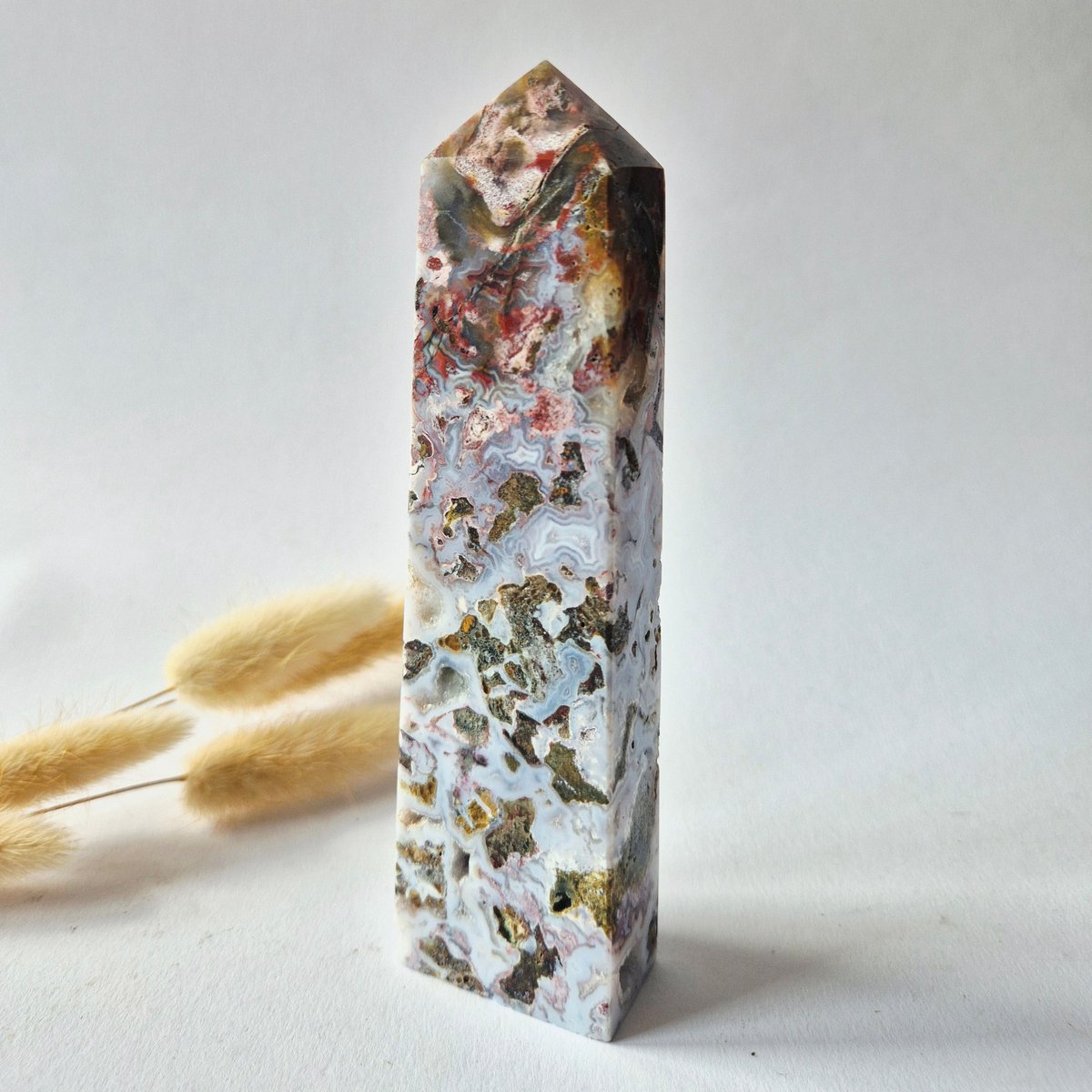Oceaan Jaspis Toren 237 gram – Unieke Edelsteen met Druzy