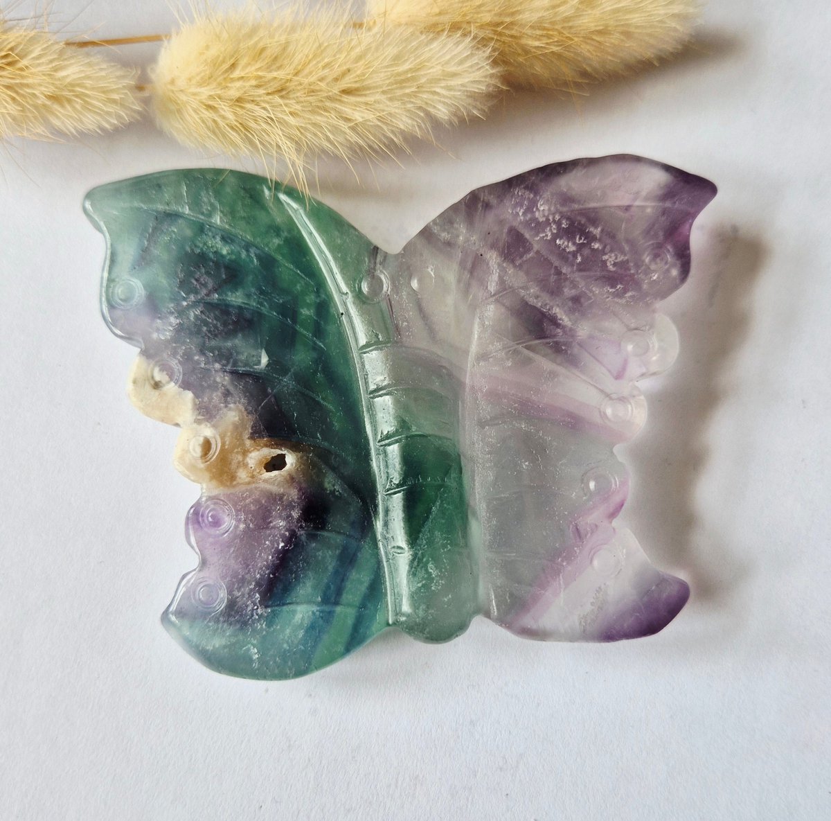 Fluoriet Vlinder Carving – 10 cm Edelsteen #5