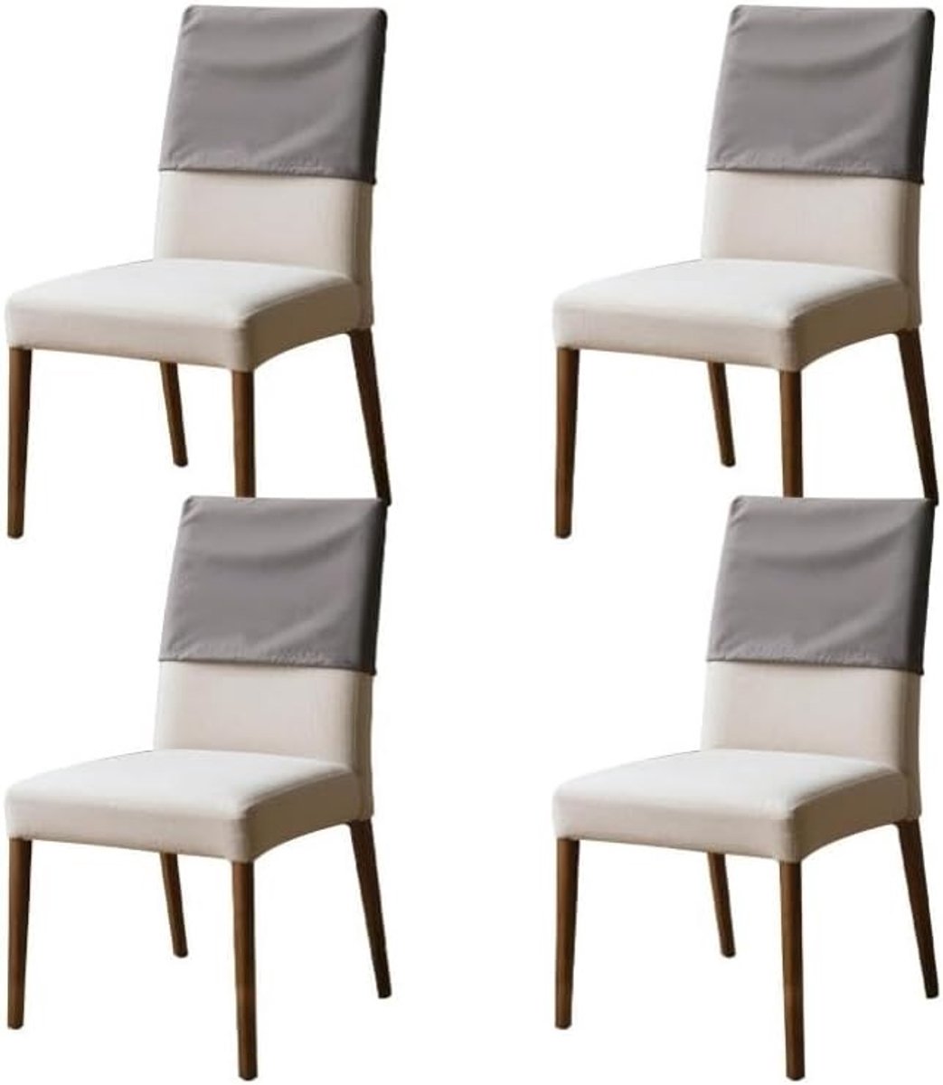 Hoofdkussenhoezen set van 4, stretch stof, afneembaar en wasbaar, rugbescherming voor eetkamer en kantoor (grijs, 35 x 48 cm)