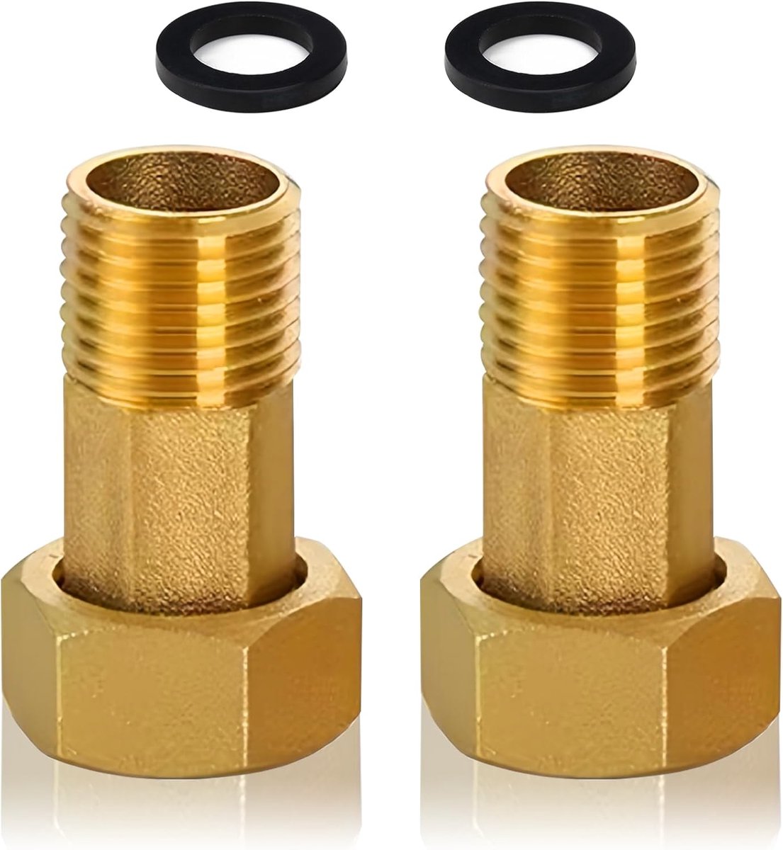 SnelShoppen - 2 Stuks Messing Watermeter Schroefverbinding, 1 Inch AG x 1 1/4 Inch IG Verstelbare Watermeter Schroefverbinding voor Tuin, DN25 tot DN3