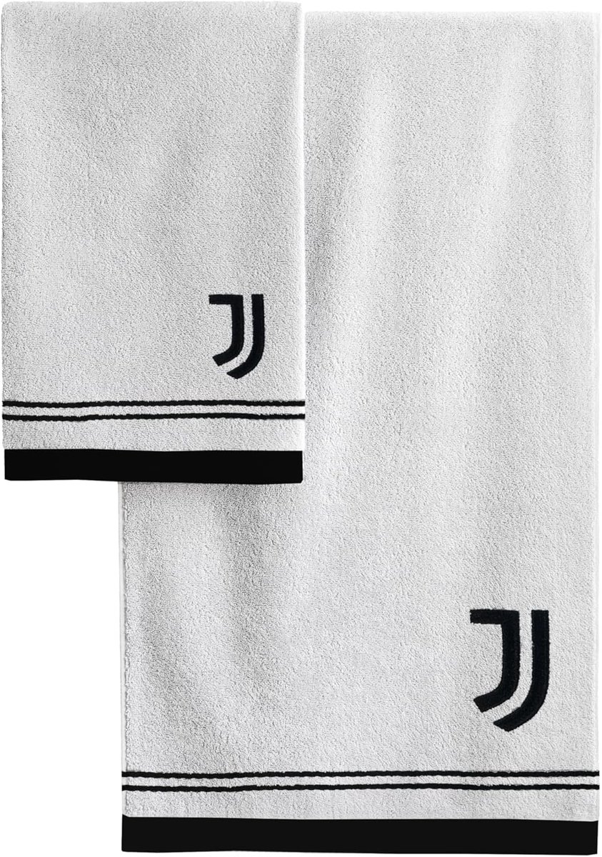 SnelShoppen - Set van 2 Juve Badhanddoeken, Zachte Gezichtshanddoek en Gastendoek, 100% Katoen, Wit en Zwart, Ideaal voor Badkamer en Sport