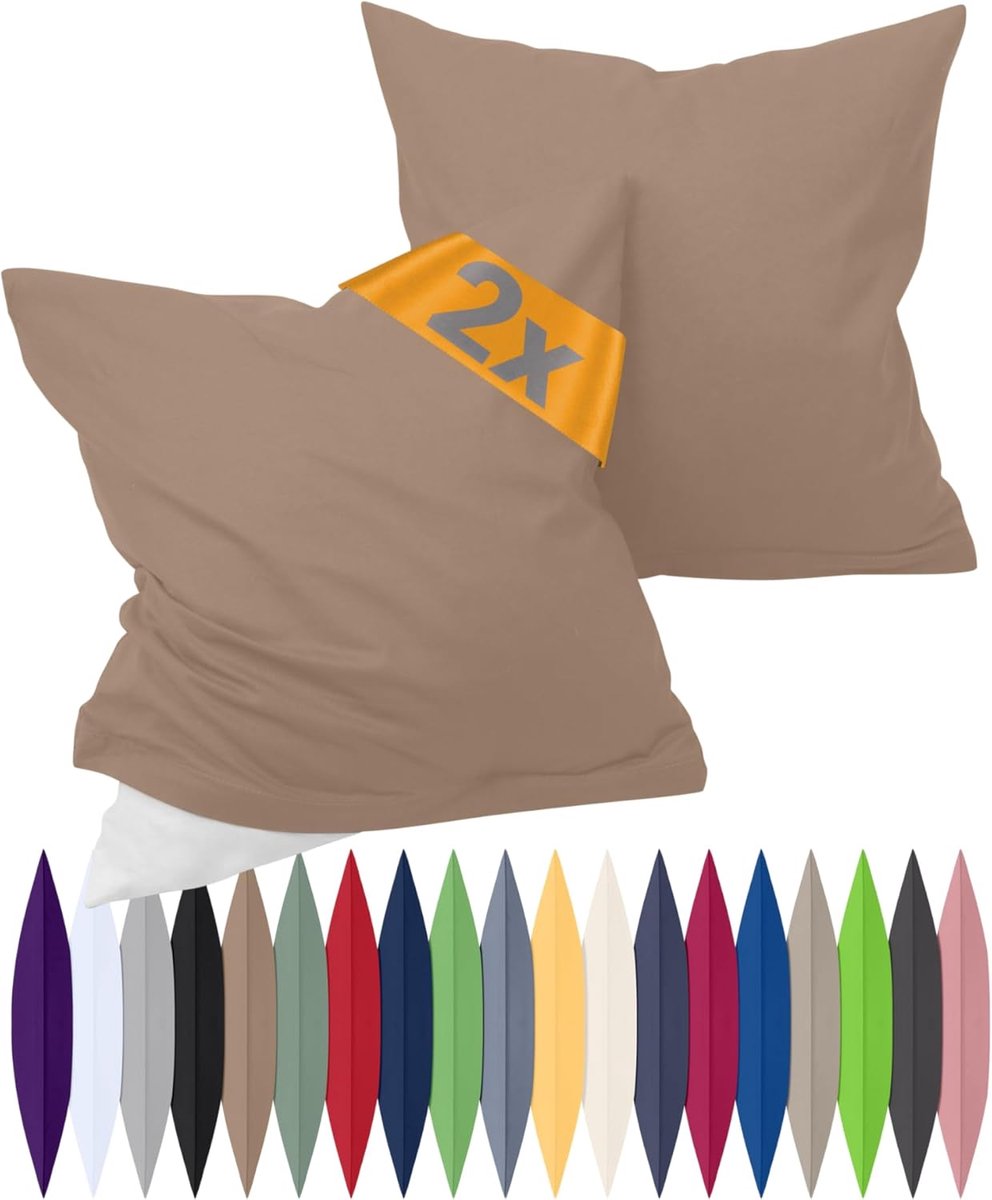 SnelShoppen - Renforcé Kussenhoezen 40x40 cm Dubbel Pack, 100% Katoen, Eenvoudig en Stijlvol in Sand, Perfect voor Woonkamer, Tuin en Feestjes
