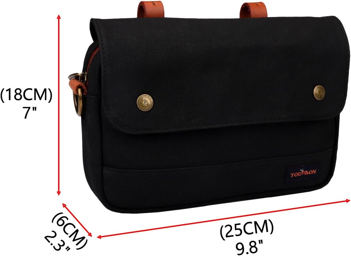 SnelShoppen - Waterproof Canvas Fietstas Panniers Handlebar Bag Zwart - Handige Fietsaccessoires voor Gereedschap, Telefoon, Sleutels en Meer